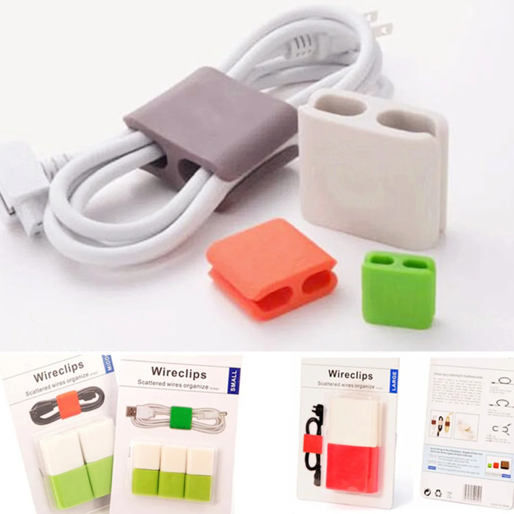 

6pcs Silicone Multifunctional Cable Organizers Cable Management Winders Clips Desktop Wire Cord Protectors Cable Holders - Small