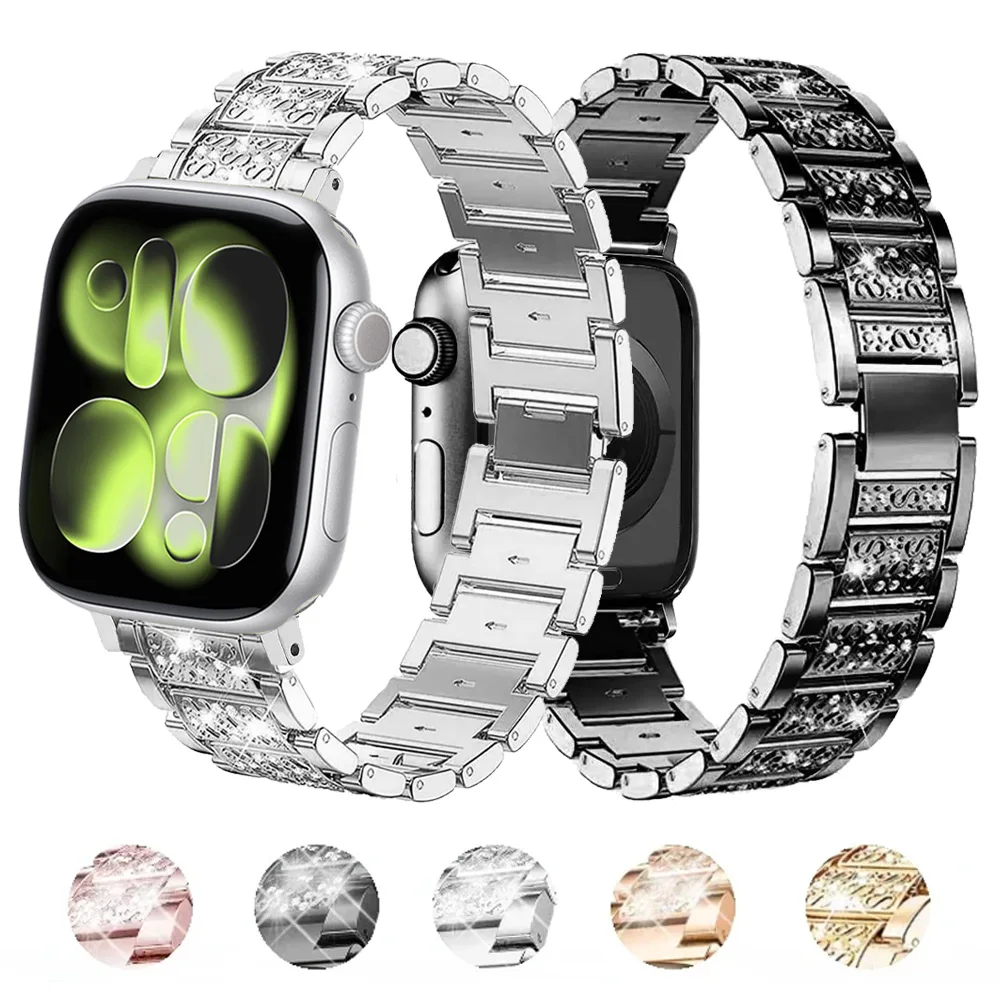 Diamant-Metallarmband für Apple Watch Band 45mm 41mm 44mm 40mm 46mm 42mm 49mm Damen Uhrenarmband iWatch Ultra 3 2 1 11 10 9 8 7 6 SE