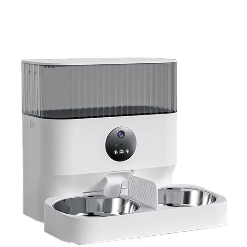 

Double Bowl Automatic Feeder Feeding Machine, Smart Pet Cat and Dog Food Delivery Timing and Quantitative with Video