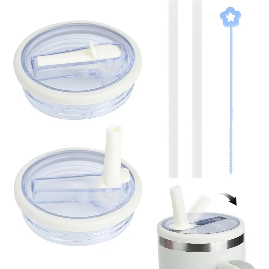 

2 Pack lid replacement for H2.0 Quencher Cup Accessories leakproof DesignHighEnd HeatResistant Material 30oz Cream White