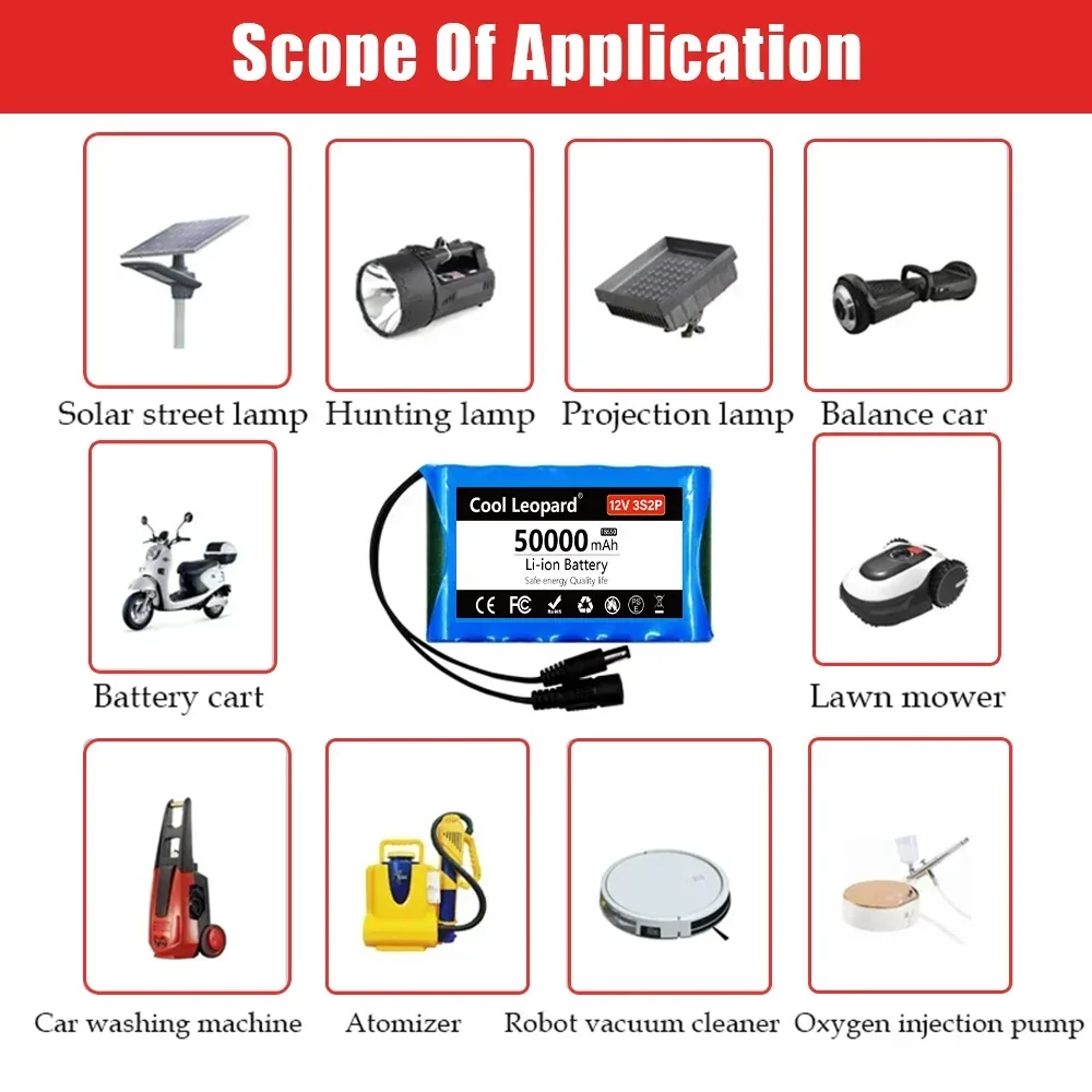 Akumulator litowy 12V 50000mah pojemność DC 12.6V 50Ah do kamery CCTV Monitor światła wędkarskie lampa ksenonowa głośniki + ładowarka