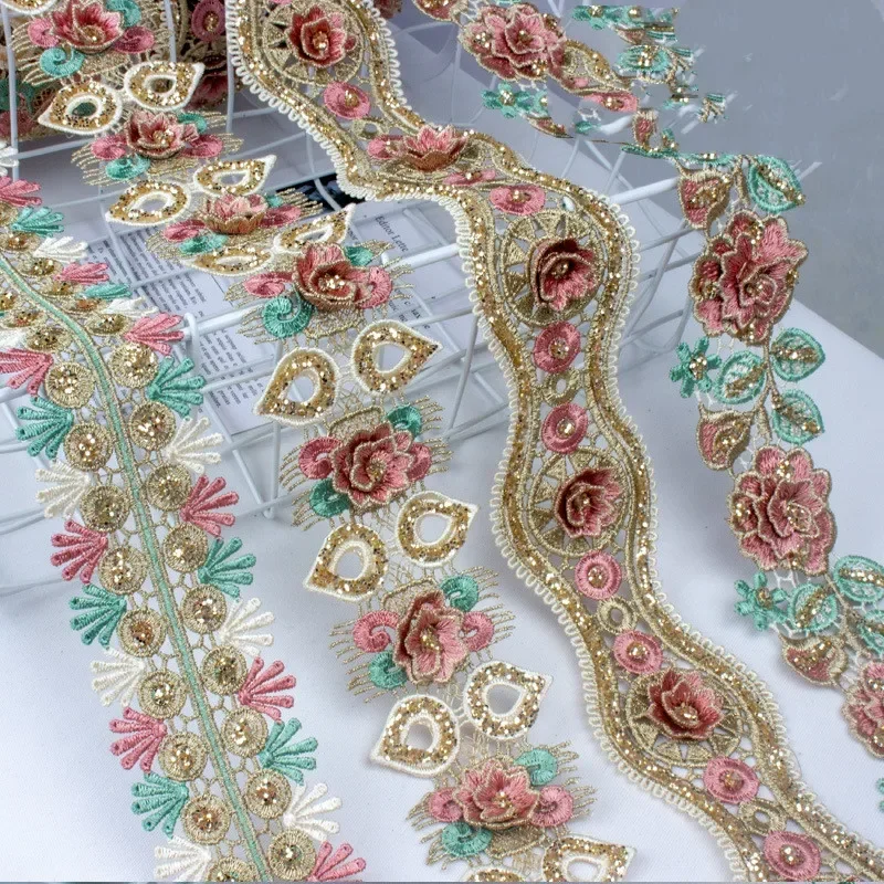 1 Yard Blumen-Spitzenband für Bekleidung, Nähstoff, Handgemachtes Zubehör