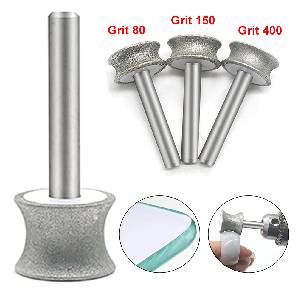 

2Pcs 2-15mm Concave Diamond Grinding Wheel Glass Burr Drill Bits Abrasive for Bracelet Ring Jade Carving Polishing Wheels