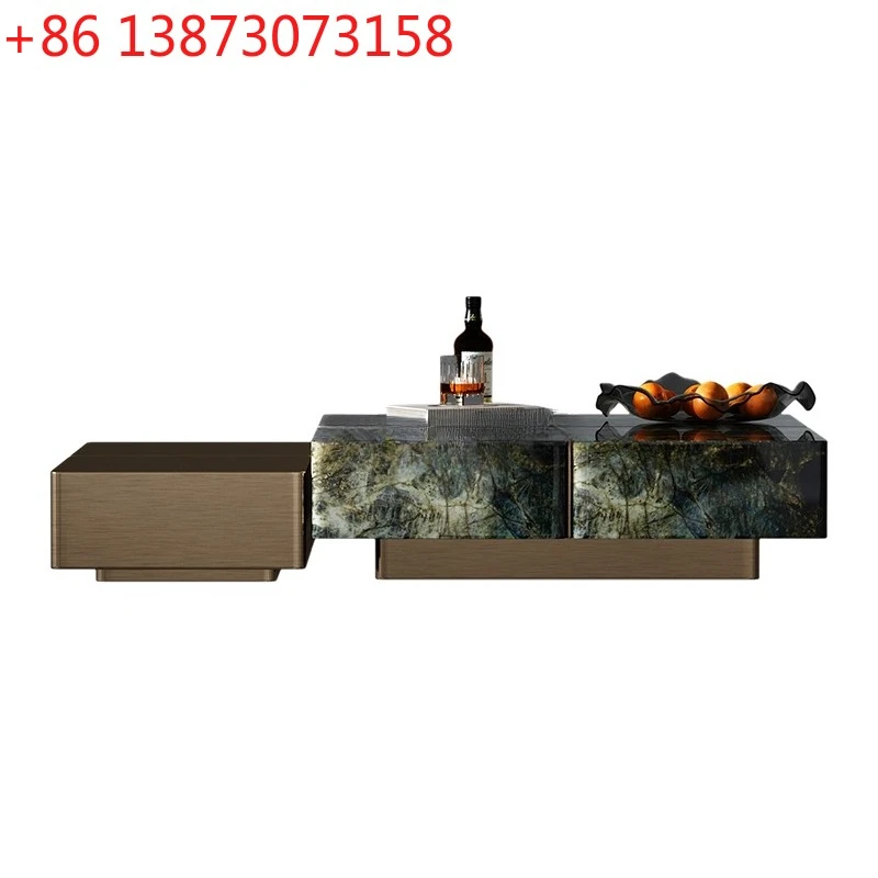 *Light luxury high-end coffee table whole house haute couture with natural marble coffee table
