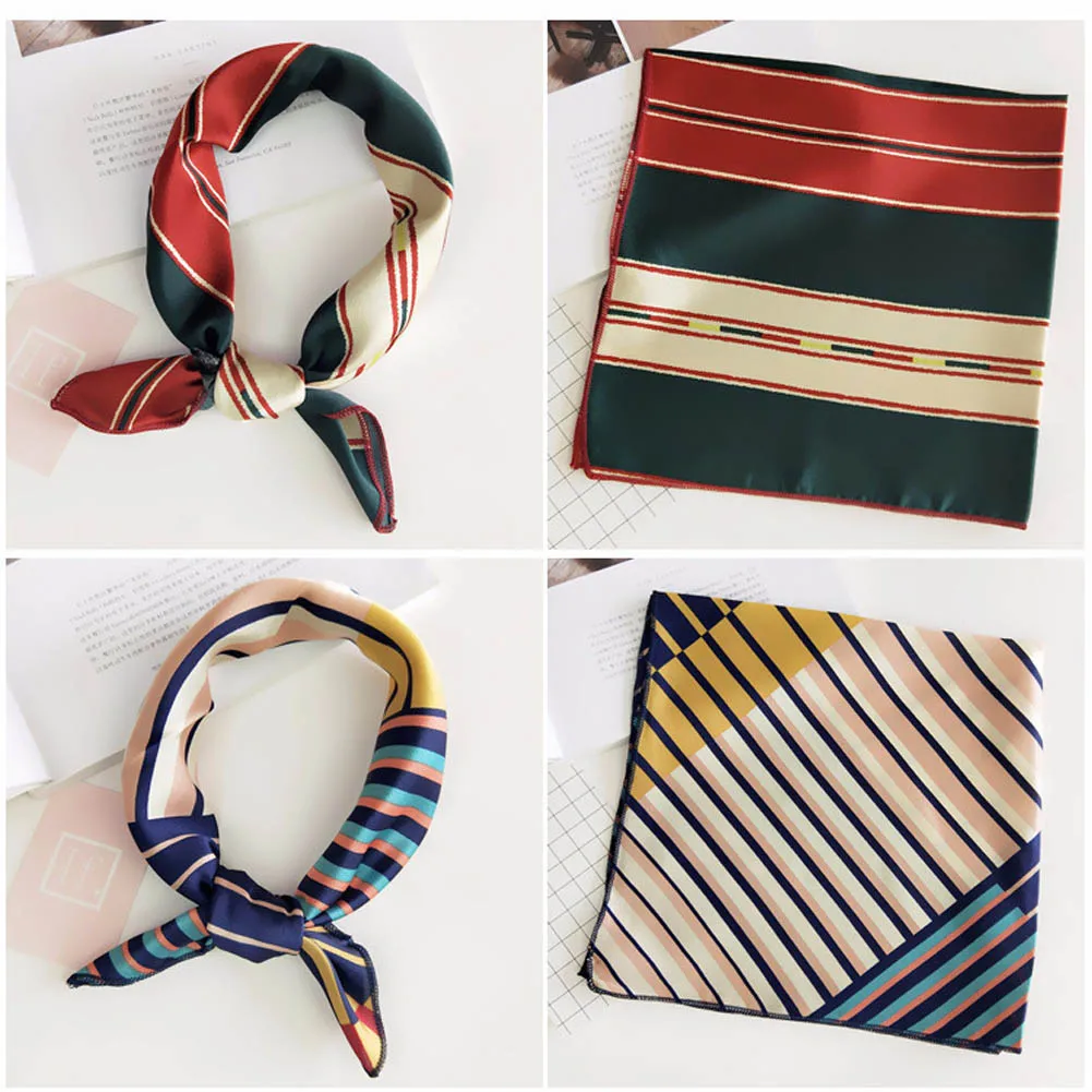 50*50cm Smalll Square Scarf Hair Tie Band For Women\'s Korean-Style Handkerchief Rings Women Elegant Hair New Fashion Neck Scarf