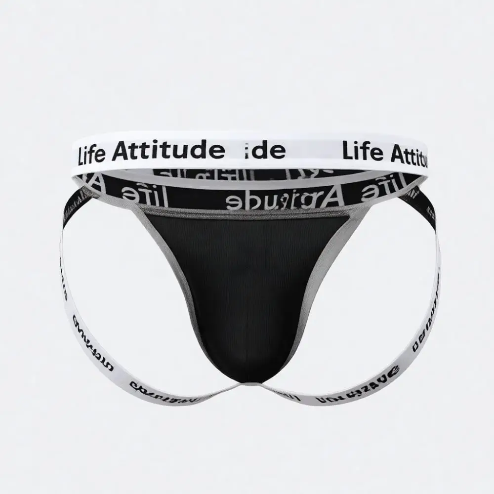 Mens Sexy Thong Underwear Nylon Breathable Briefs Low Waist Letter Detail Comfortable Fashion Soft Male Sporty Panties