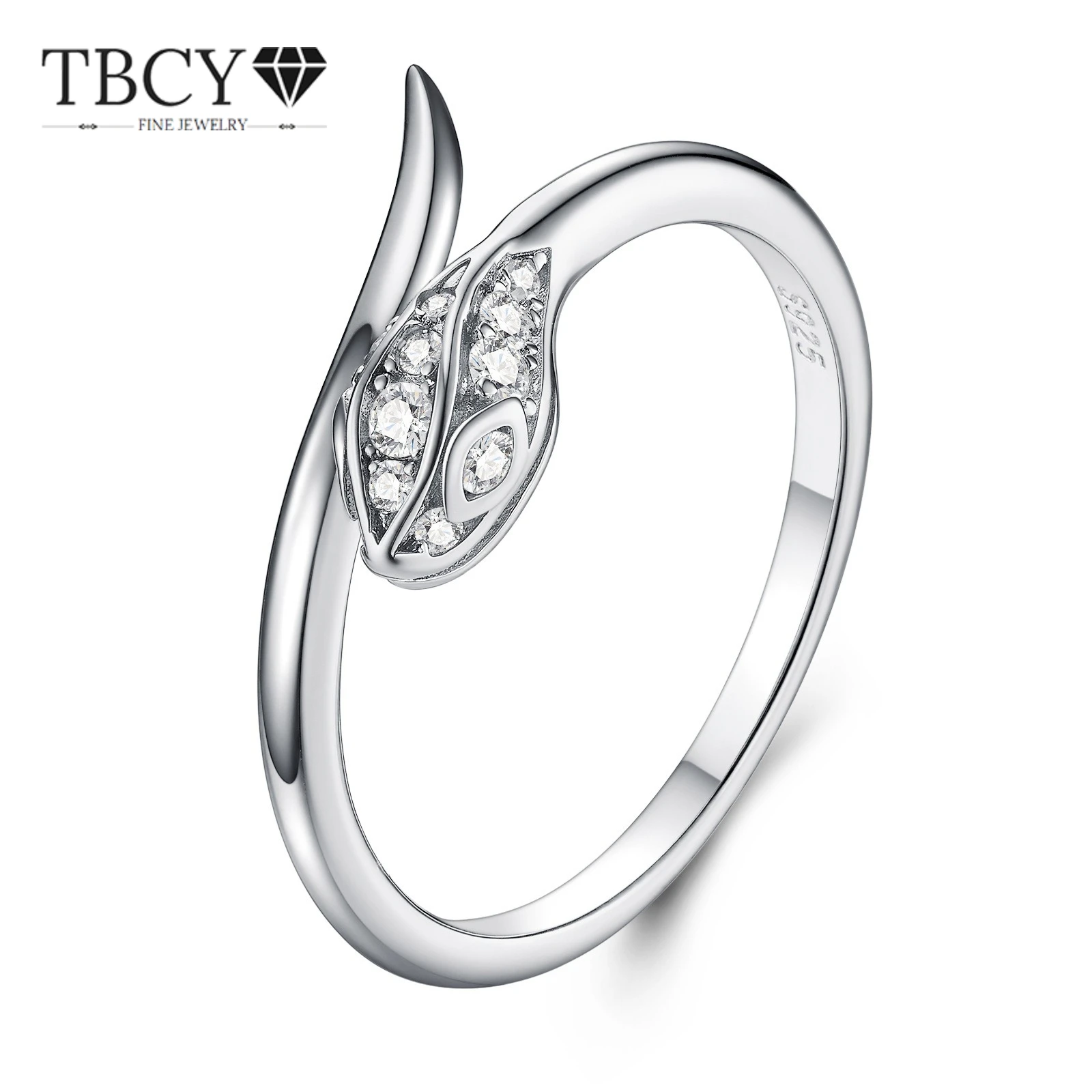 

TBCYD 0,19cttw D Цвет Змеиное Кольцо Муассанит Кольцо с Бриллиантом Для Женщин Стерлингового Серебра 925 Роскошный Браслет Змея Хип Поп Ювелирные Изделия