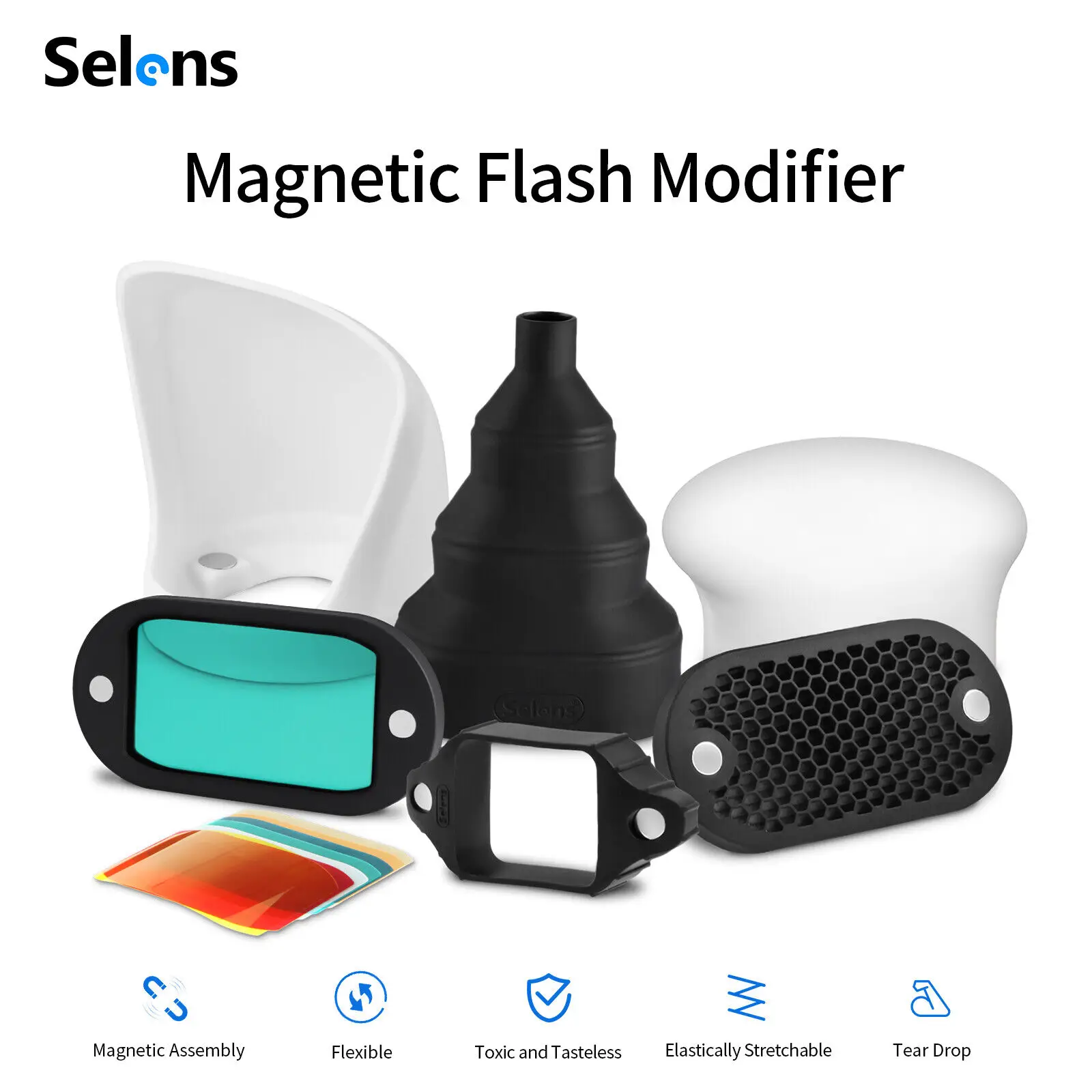 Selens magnetischer blitz modifikator 7 blitz farbfilter MN-BK speed light diffusor reflektor waben gitter für godox v1 zubehör