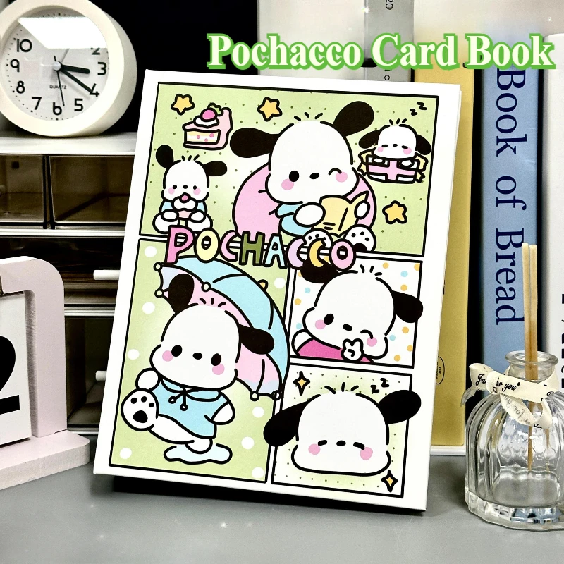 Kawaii Sanrio A5 Hardcover Loose-leaf Card Book Cinnamoroll Pochacco Four-grid Photo Storage Book My Melody Kuromi Storage Book