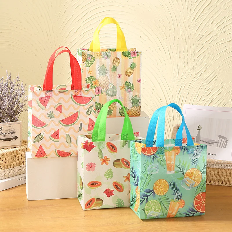 StoBag 8/20pcs Cartoon Fruits Non-woven Tote Bags Gift Candy Packaging Fabric Waterproof Storage Reusable Pouch Party Favors