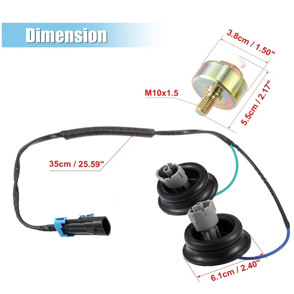 

2PCS Knock Sensors with Wiring Harness For Chevy Suburban Silverado Avalanche Tahoe GMC Sierra Cadillac Hummer 12601822 12589867