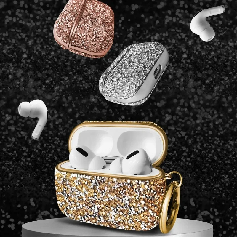 Luxury 3D Bid Bling Diamonds Glitter Hard Soft Case For Airpods 3 Pro 1 2 Wireless Bluetooth Earphone Cute Cover With Keychain