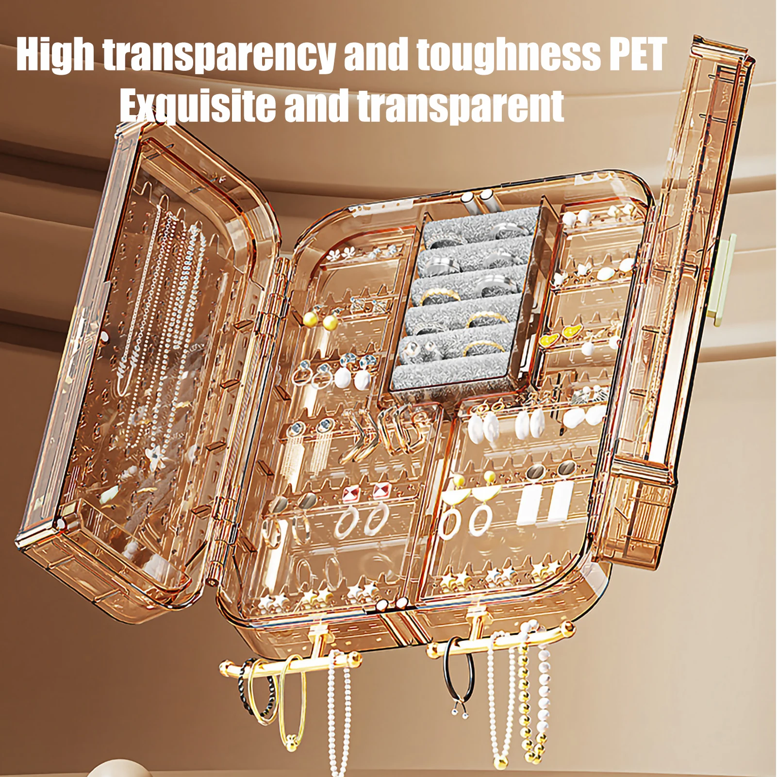 Imagem -02 - Montado na Parede Caixa de Armazenamento de Jóias Brinco Titular Anel Colar Caixa de Armazenamento Organizador de Jóias Transparente Rack de Exibição de Jóias Novo
