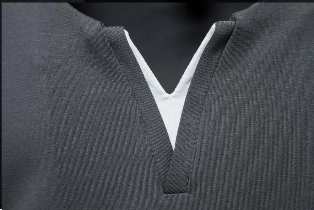 Herren Kurzarm Henley-Shirt Lässiges Sommer V-Ausschnitt T-Shirt Casual Slim Fit Einfarbig Locker Sitzend Fitness Sport Atmungsaktives Oberteil – Detail 11
