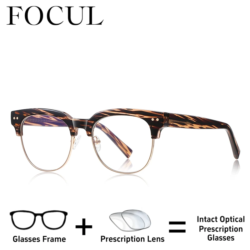 

FOCUL Eyebrow Frame Custom Prescription Optical Photochromic Glasses Anti Blue Light Multifocal And Progressive Men Eyeglasses