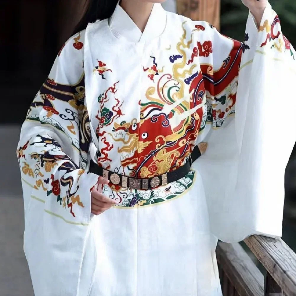 

Red men's Hanfu Ming round collar robe heavy industry embroidery Chinese style ancient style spring and autumn daily clothing