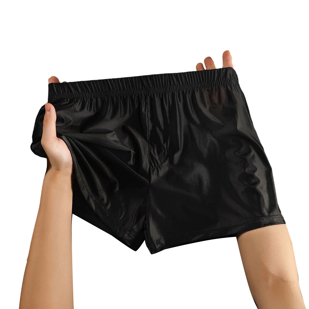 Men Satin-like Glossy Trunks Soft Boxers Lingeries For Man Ice Silk Loose Underwear Sexy Accessories Homewear Sleep Soft Shorts