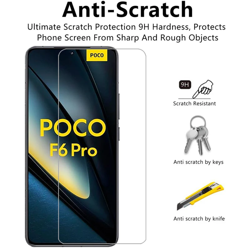 واقي شاشة من الزجاج المقسى لهاتف شاومي بوكو f6 برو على pocof6 f 6 6f f6pro pocof6pro 5g فيلم الهاتف xiomi poc pco