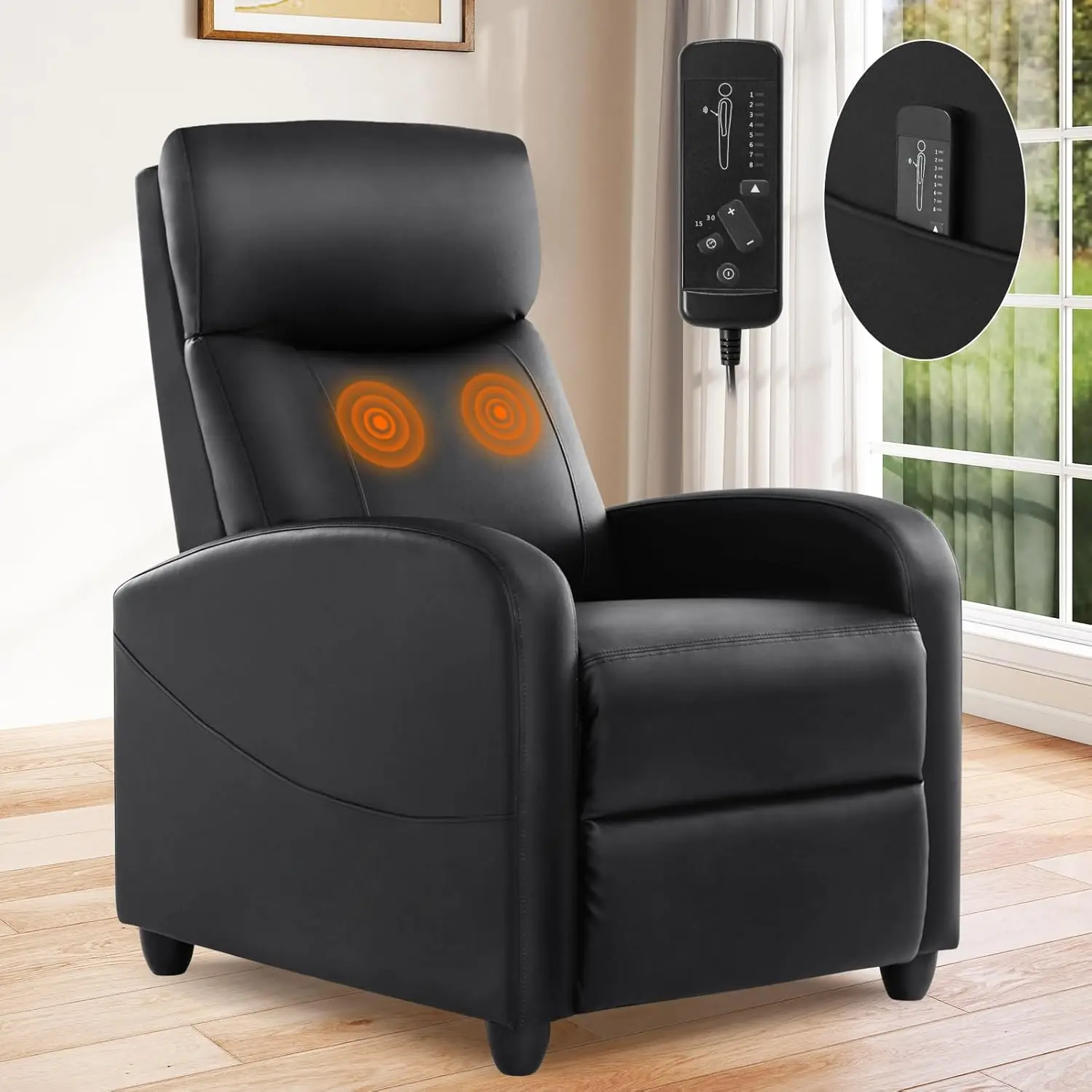 

Recliner Chair for Living Room, Leather Home Theater Seating with Lumbar Support with Adjustable Backrest and Footrest