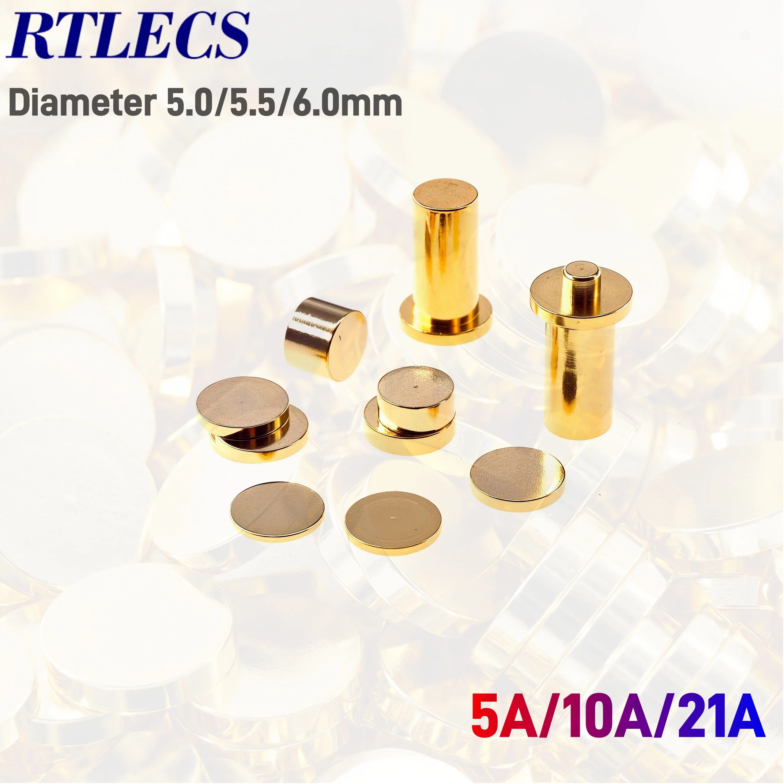 Gold Plated Target Disc for Spring-Loaded Contact Pad Low Impedance Connectors 5/4.5/6.0mm Diameter 0.6mm to 3.5mm Height 5A/2