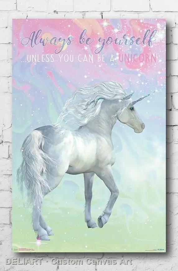 

UNICORN - ALWAYS BE YOURSELF QUOTE Canvas Poster Custom Size Available Room Decoration Home Decor Wall Art