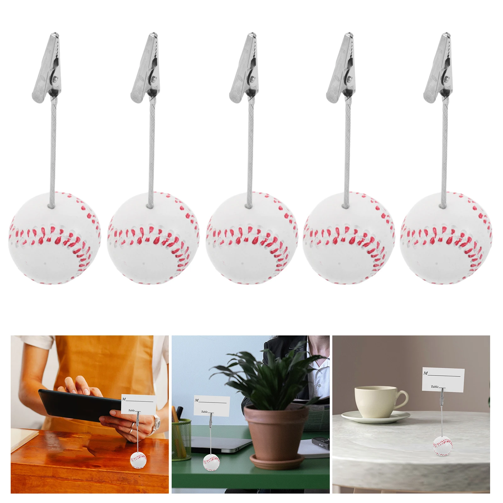 

10 Pcs Baseball Seat Business Card Holder Placement Clip Sports Table Number Holders Name Clips White Display Stand