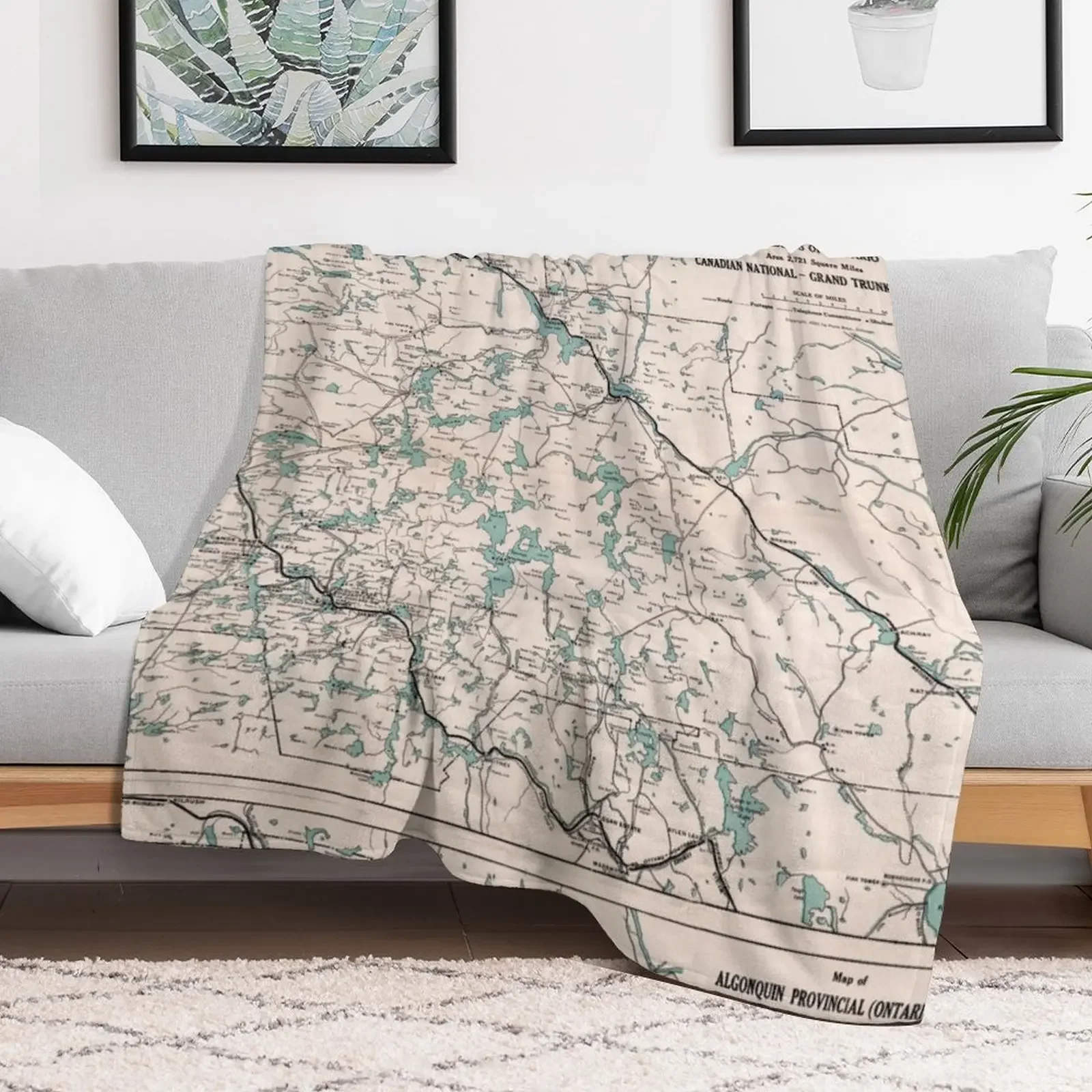 1922 Algonquin Park Ontario Vintage Map Throw Blanket Blankets For Sofas Flannel halloween Luxury St Blankets