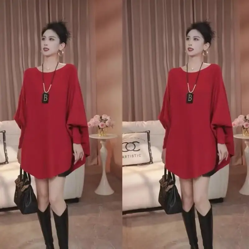 2025 خريف شتاء جديد إمرأة تصميم الأزياء كيب الخفافيش كم سترة قمم فضفاضة عارضة الراحة الدافئة الغربية محبوك سترة معطف #2