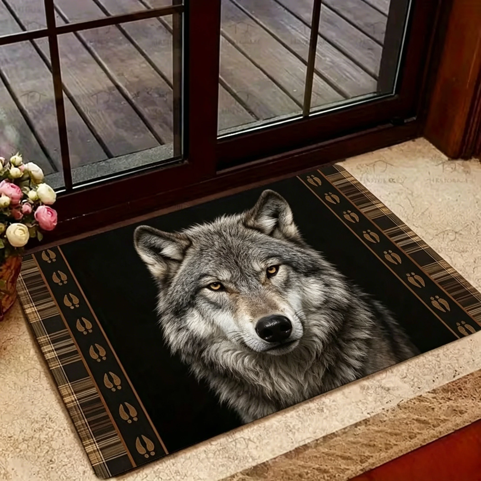 1pc Majestic Stag Pattern Welcome Door Mat, Flannel Material, Suitable for Living Room, Terrace, Kitchen, Bathroom, Front Door And More Area Decor