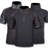 Multicam Black Men's Summer T Shirts Airsoft Army Tactical Short Sleeve Military Camouflage Cotton Tee Shirts Paintball Clothing