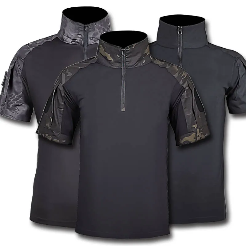 Multicam Black Men's Summer T Shirts Airsoft Army Tactical Short Sleeve Military Camouflage Cotton Tee Shirts Paintball Clothing