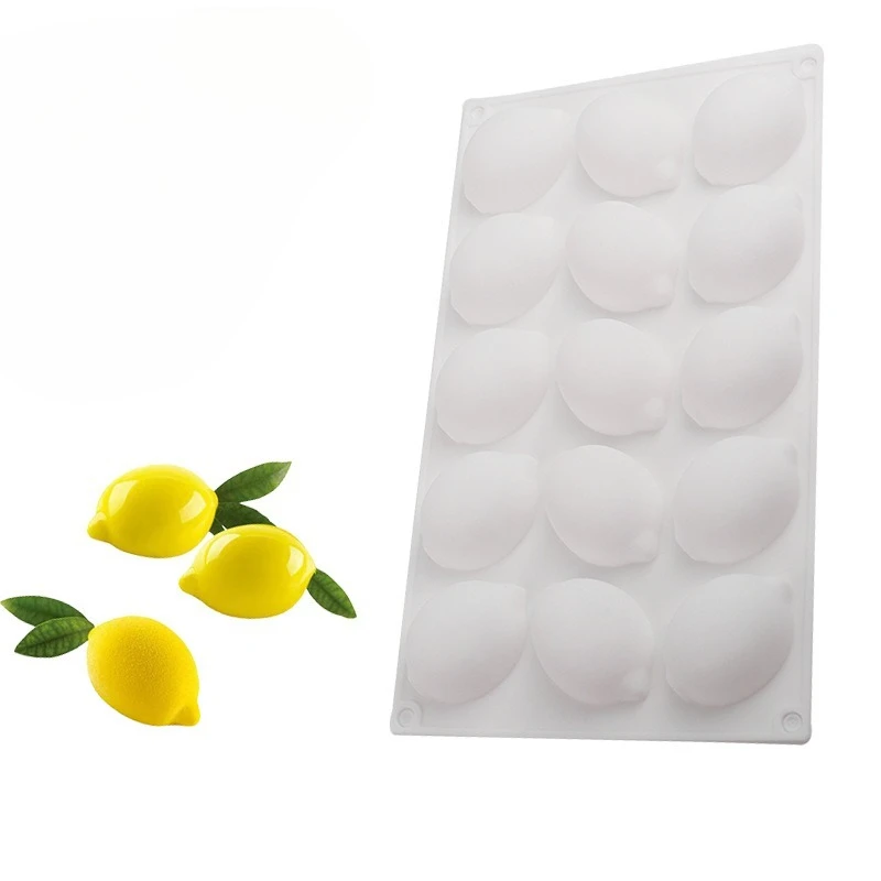 15-Piece Lemon Fruit French Mousse Mold DIY Chocolate-Filled Dessert Silicone Mold Soap Mold