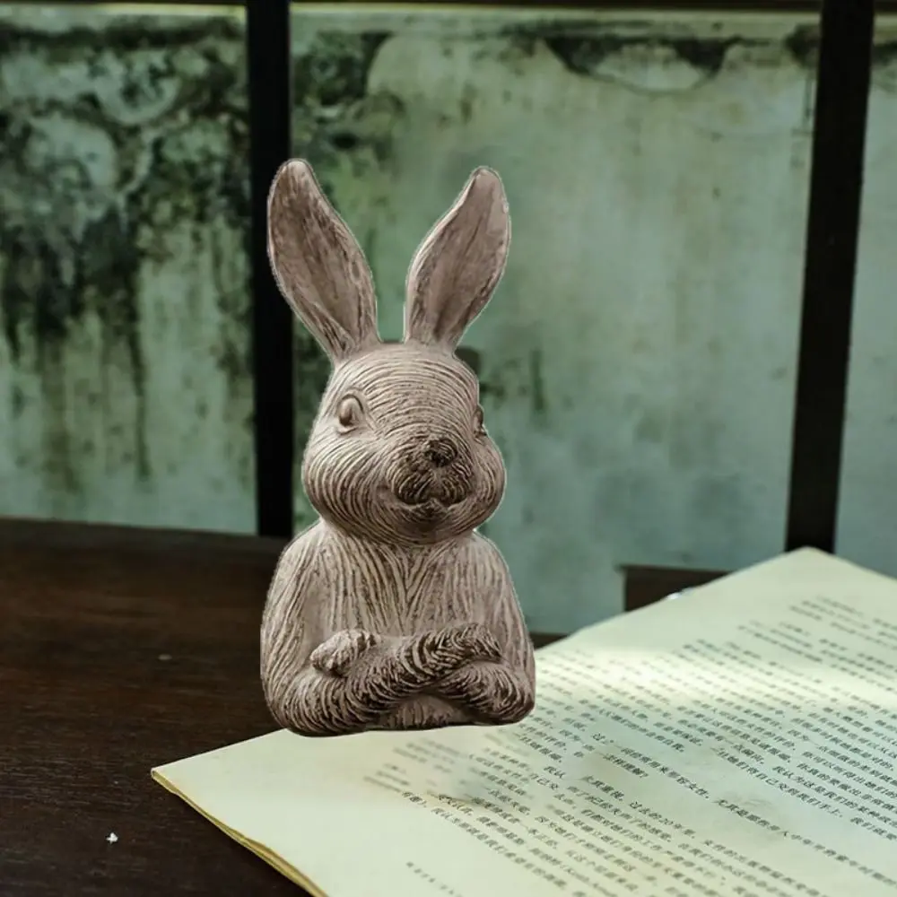 

2Pcs Ins Cute Bunny Figurines Handmade Pastoral Half-length Rabbit Ornaments Rural Resin Rabbit Ornaments Outdoor