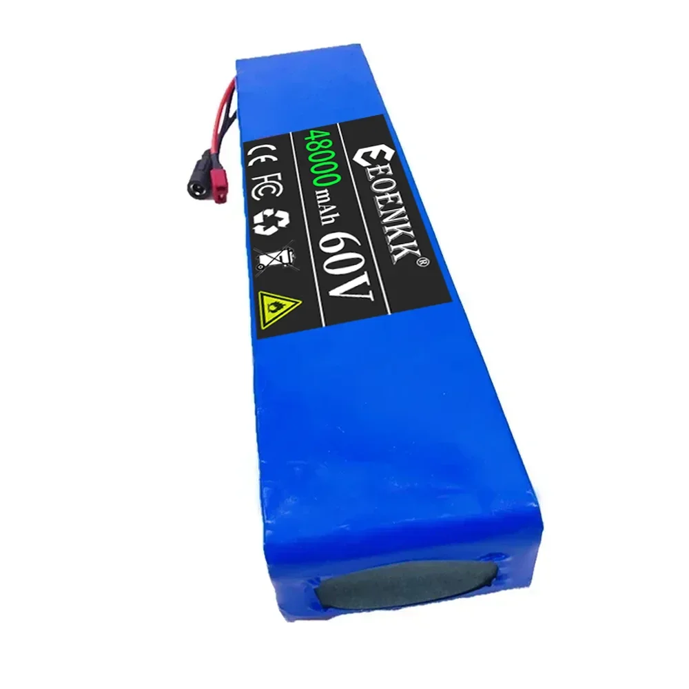 60V 16S2P 48000mah 18650 Lithium Ion Battery Pack 67.2V for Electric Bike Scooter Scooter Kids Car Built In 1000 Watt Bms