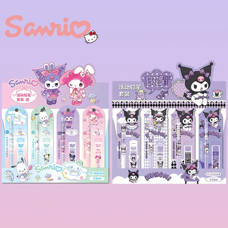 sanrio lapis mecanico conjunto estudante escrever lapis lapis automatico aprendendo papelaria material escolar atacado 424 pcs 01