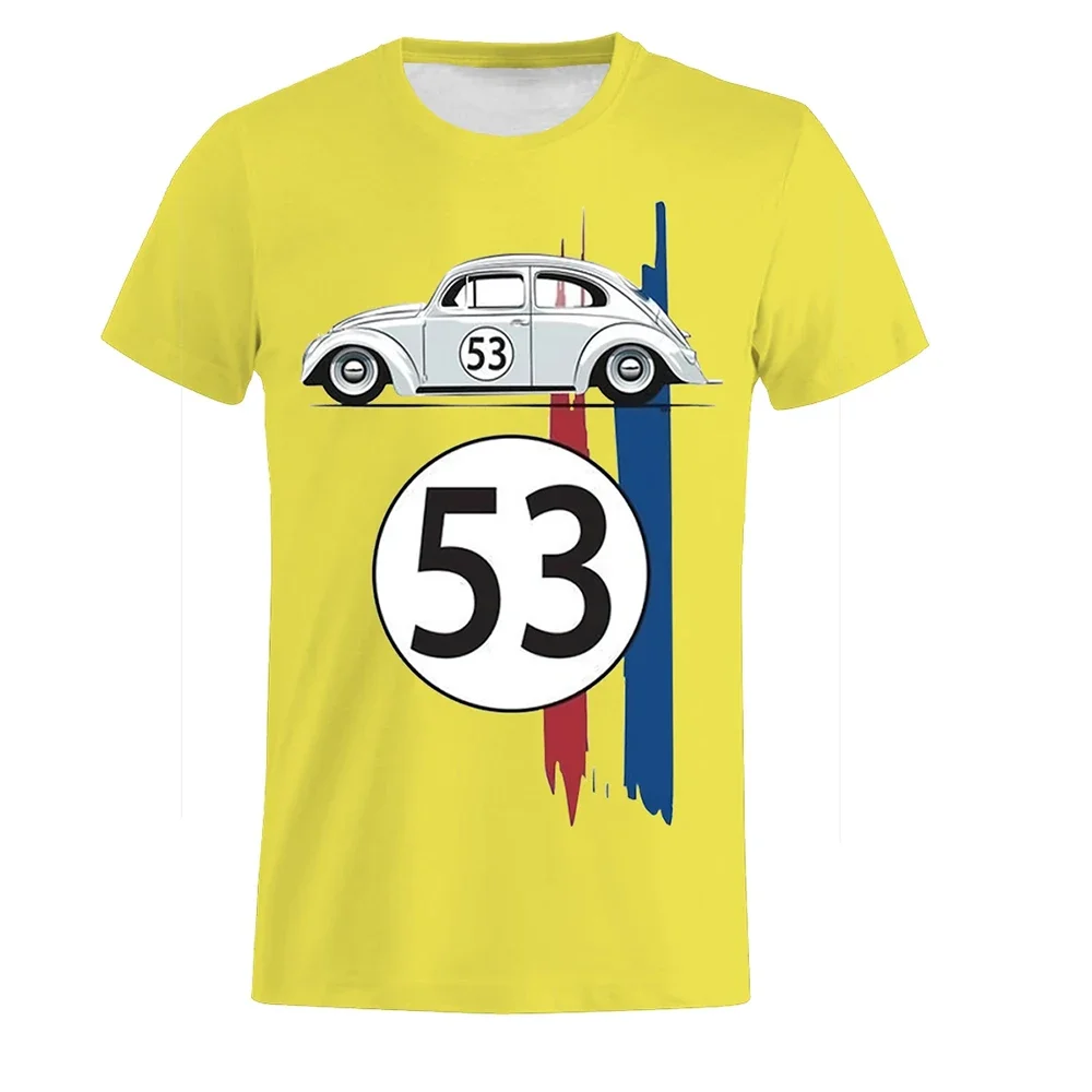 Men\'s Short Sleeved T-shirt, Beetle 53 3D Printed Shirt, Herbie Rally Racing