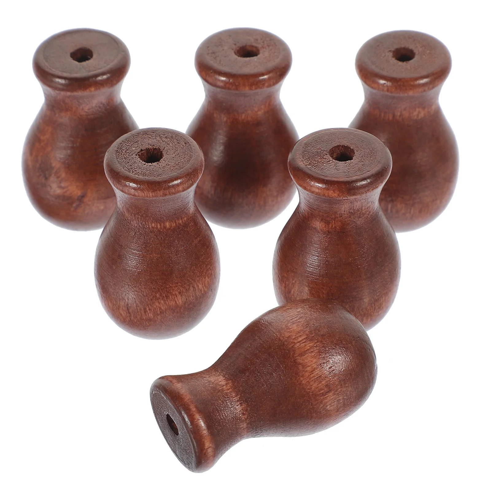 6 Pcs Drawer Pulls Roller Blind Accessories Wood Cord Tassels Window Knobs Hanging Decor Brown Blinds