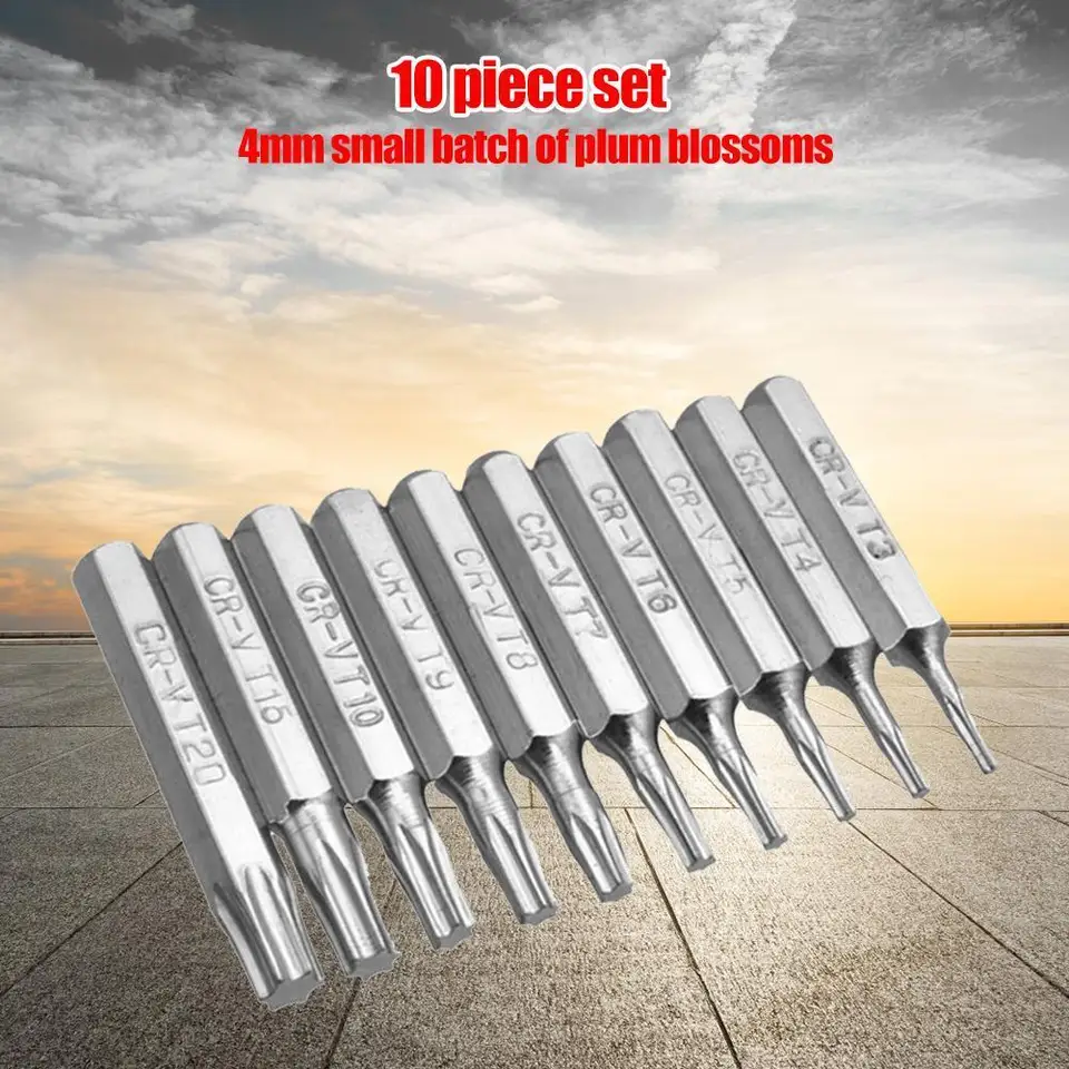 10 Piezas de Juego de Brocas de Flor de Ciruelo CR-V, Herramienta Manual, Brocas de 4mm para Destornillador, Accesorios para Reparar Móviles y Computadoras 2