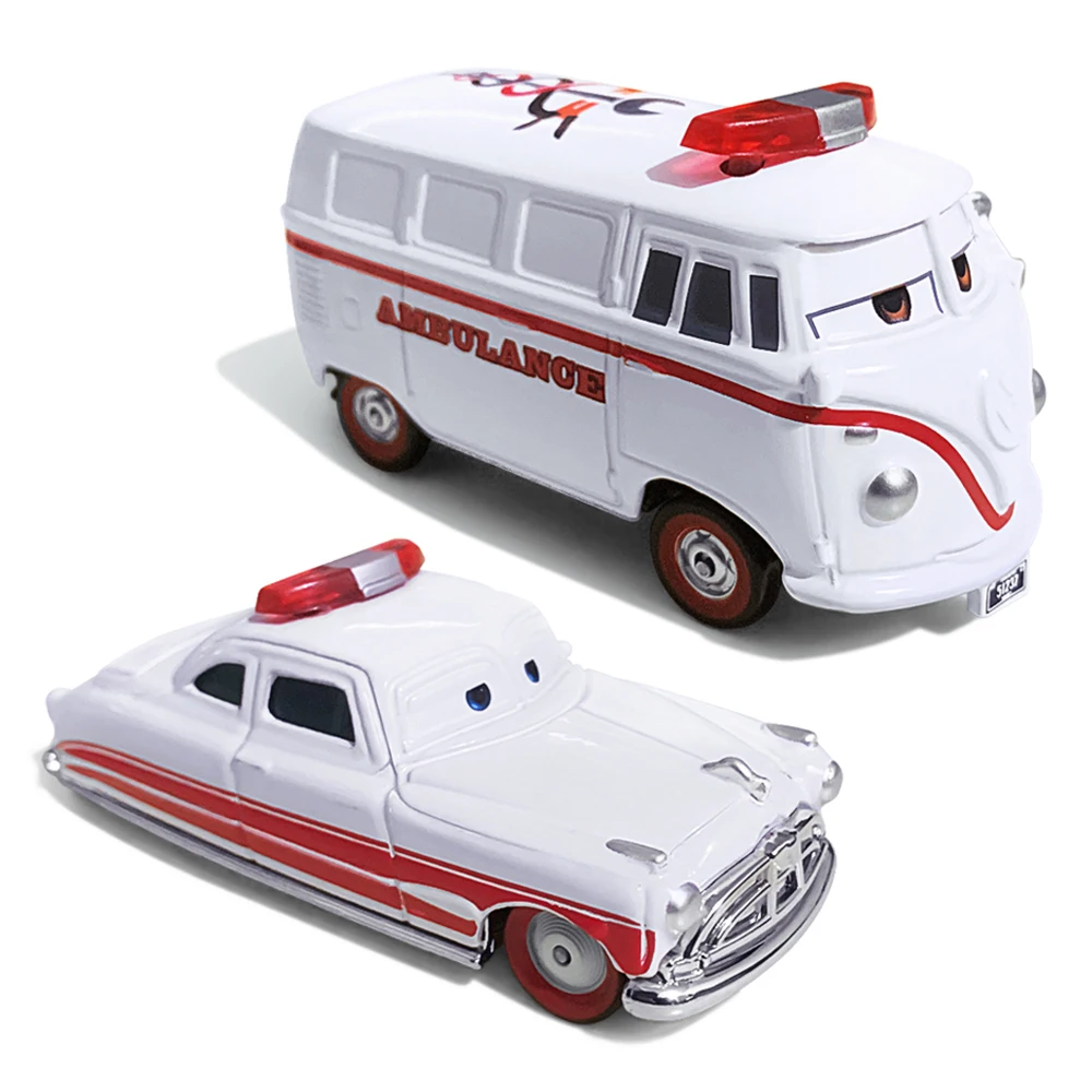 Pixar Cars 3 White DocHudson And White Fillmore Dinoco 1:55 Scale Alloy Diecast Toys Model Cars Children's Birthday Gifts Toys
