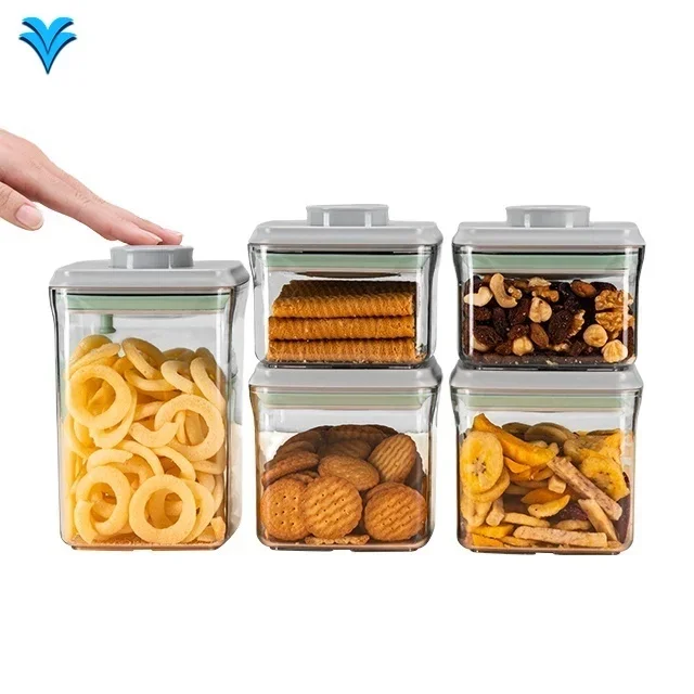 

Best Selling Glass Jar Plastic Food Containers with Lids Kitchen Organizers and Storage pp Stackable Snacks Kitchen Storage Box