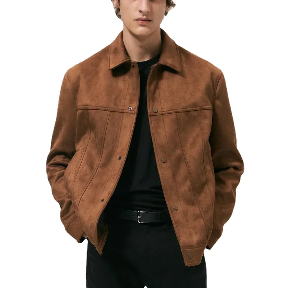 

Men's Jacket Suede Lapel Single Breasted Long Sleve Outerwear & Coats Spring Autumn Fashion Streetwear Menswear Cardigan