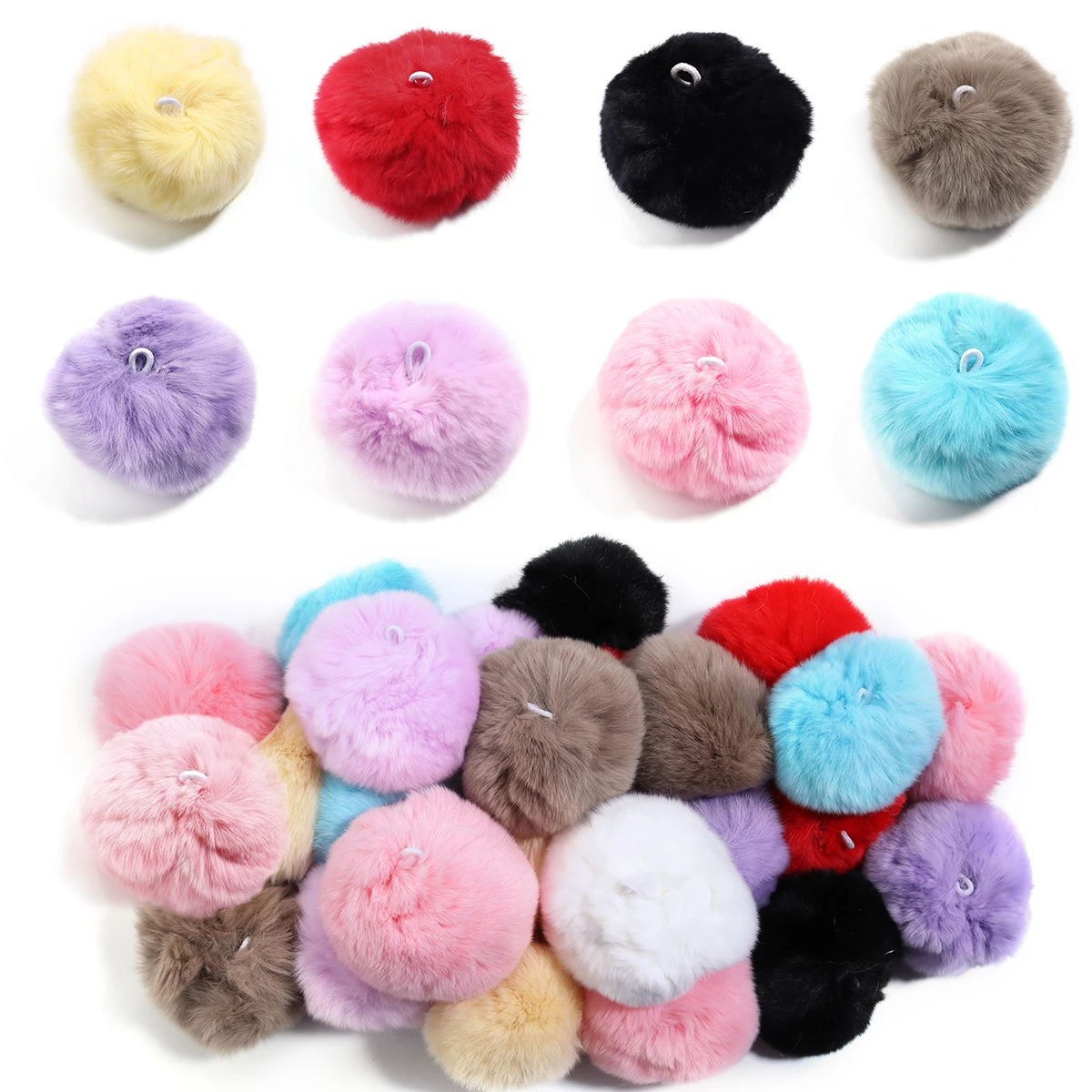 1pcs/lot 8cm Diy Pompon Real Mink Fur Balls Pompoms for Ring Keychain Hats Fluffy Pom Pom Diy Crafts Accessories Material