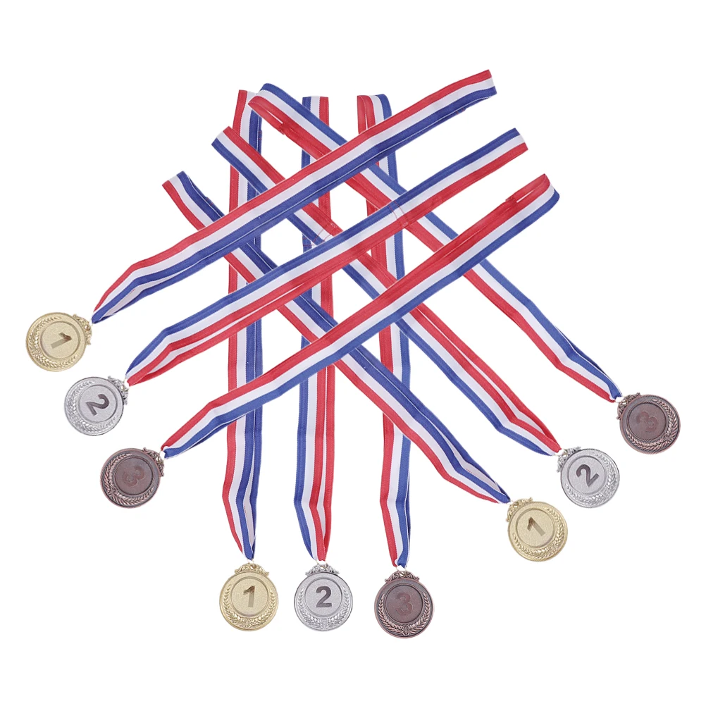 

9pcs Digital Zinc Alloy Awards Sports Competition Award Trophy Party Gold Silver Bronze Recognition Memorabilia