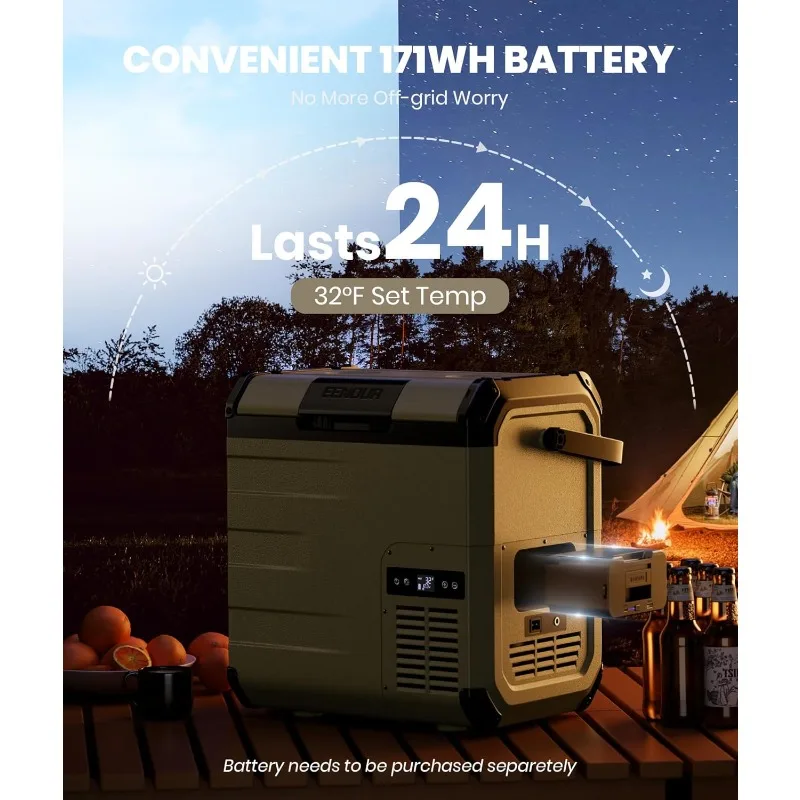 D18 12 volt autokoelkast, draagbare vriezer 19Qt/18L batterij en zonne-energie koeler 25W, -4 ~ 50 ℉ , 12/24V DC, 110~240V AC