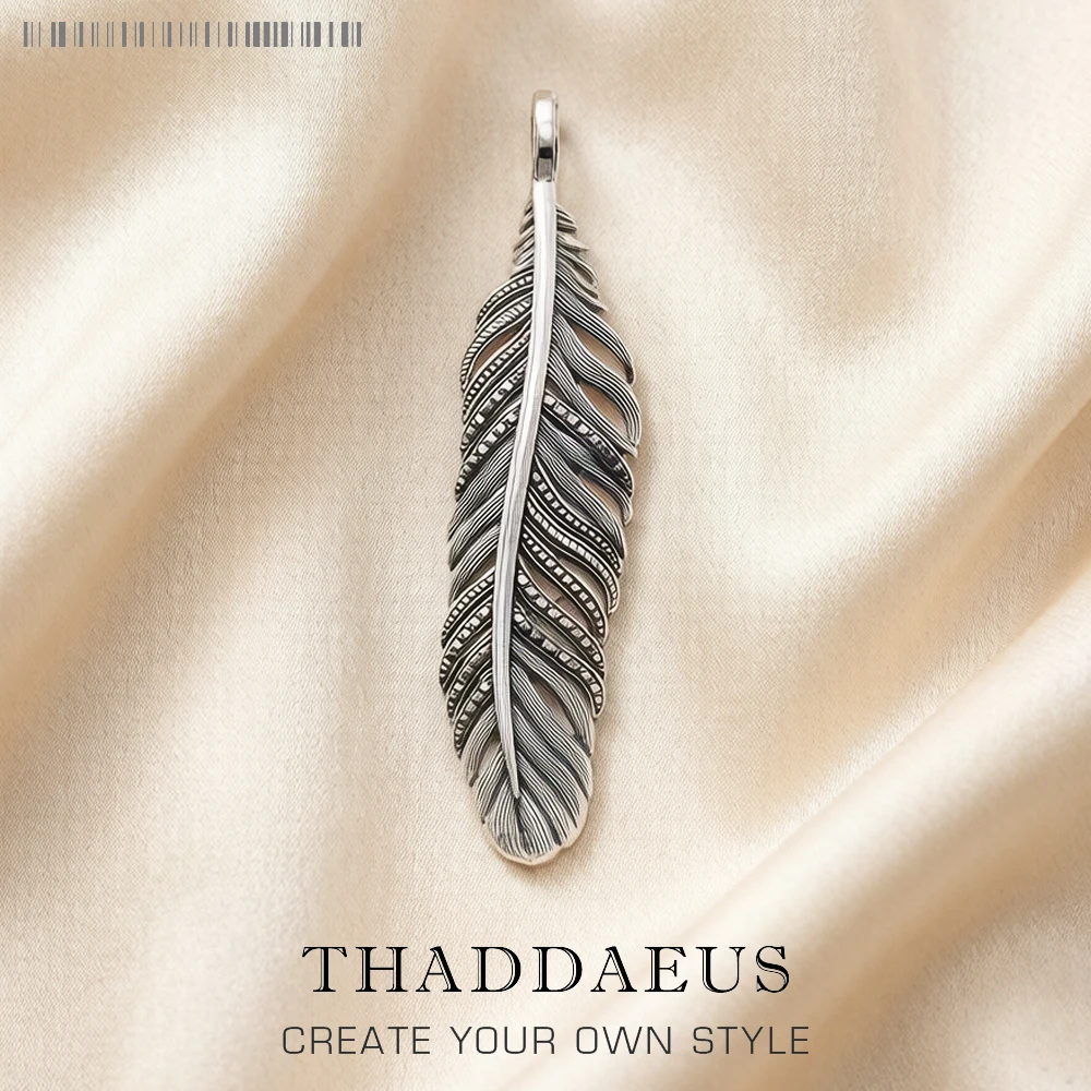 

Pendant Black Feather Brand New Fine Jewelry Europe 925 Sterling Silver Accessories Vintage Gift For Women Men