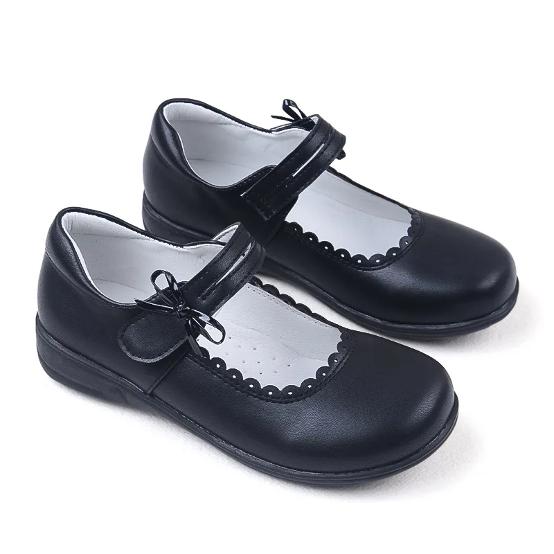 Sapatos de couro preto infantil, Princess Shoes, macio, confortável, desempenho, escola, meninas, crianças, crianças, 3-17years