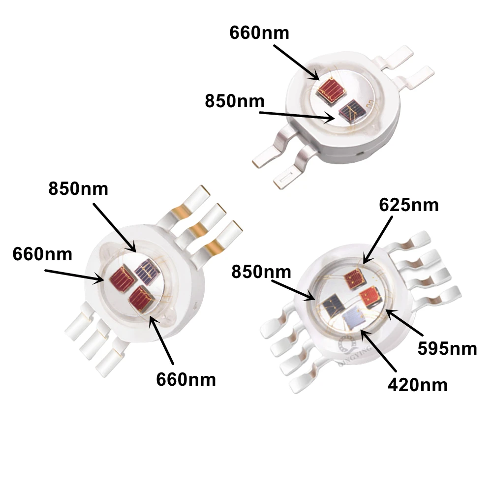 

5-20pcs 4pin 6pin 8pin Red ＆Infrared & UV & Amber LED Diodes 660nm/850nm/595nm/625nm/420nm For Medical Aesthetic Lamp