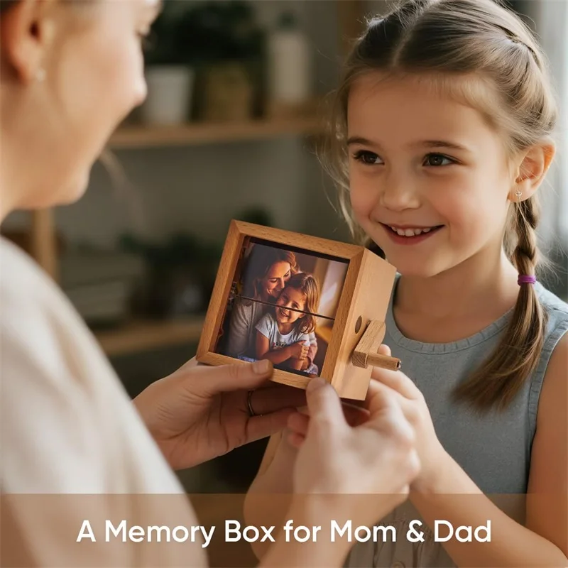 صندوق رسوم متحركة بإطار كتاب قابل للطي مخصص، ألبوم صور مكرنك يدويًا، صندوق ذاكرة دوار خشبي مع هدية خفيفة وأغنية #6