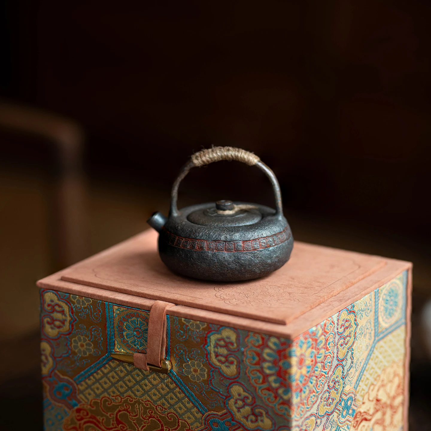 

Literati pot, original printed pottery pot, mini compact, one person pot, firewood burning, purely handmade, handmade, wabi-****