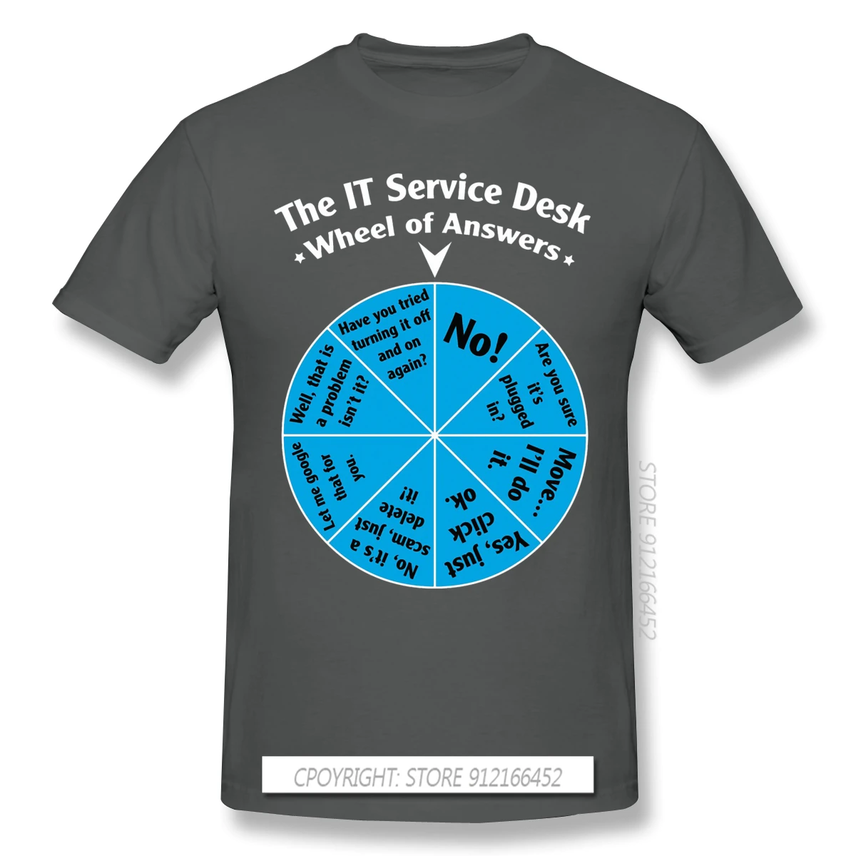 The IT Service Desk Wheel Of Answers T Shirt Men Clothes Hot Sale Linux Computer Operating System Geek Tees Shirt